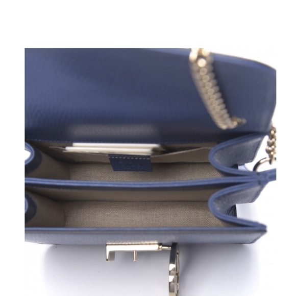 GUCCI Dollar Calfskin Medium Interlocking G light gold chain Shoulder - Picture 7 of 16